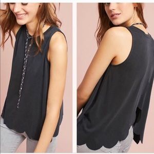 NWOT Anthropologie Eri + Ali Grey Scallop Blouse